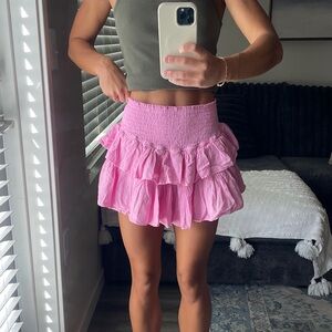 Chic Pink Tiered Mini Skirt